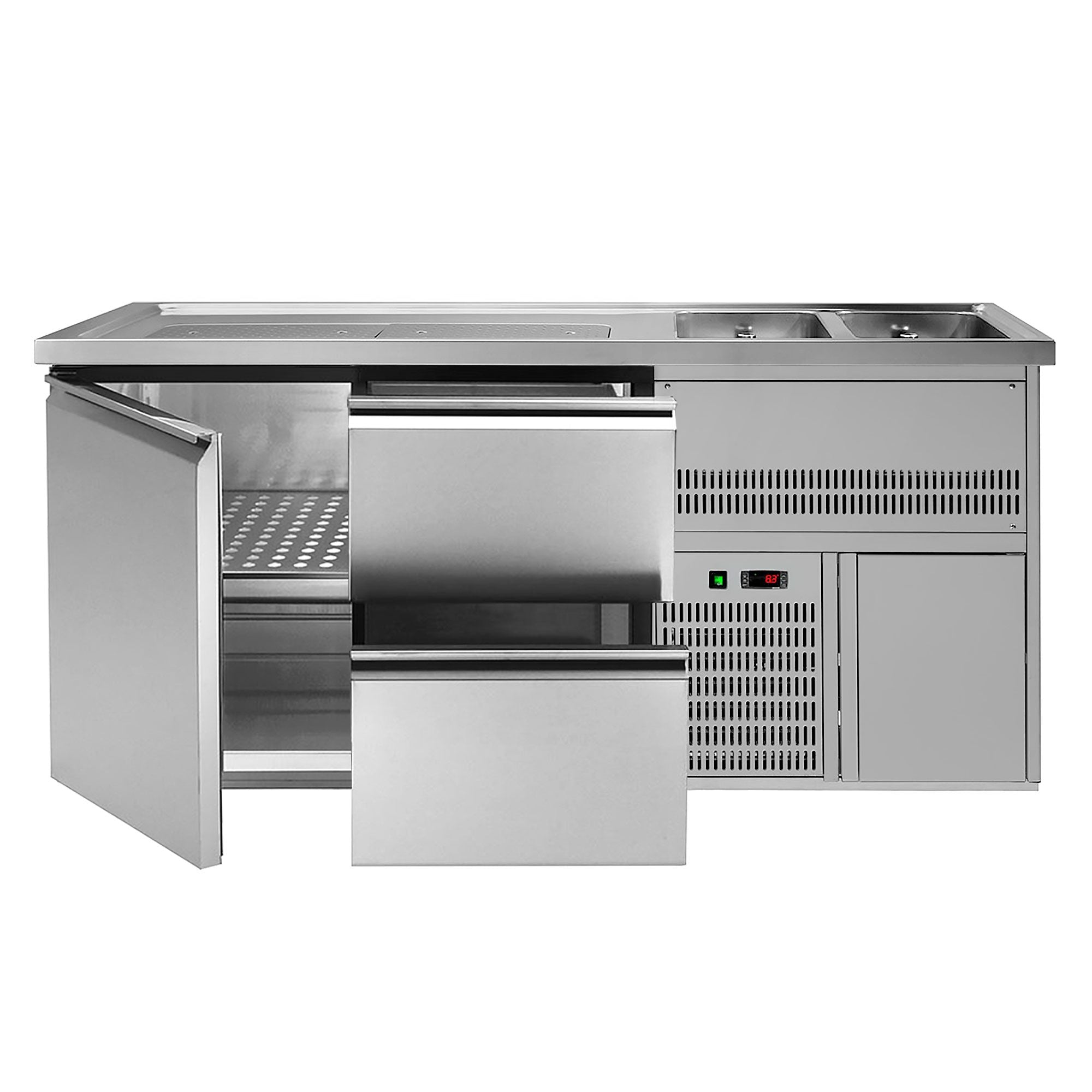 Ausschanktheke Premium PLUS 1950 x 700 mm 2 Becken