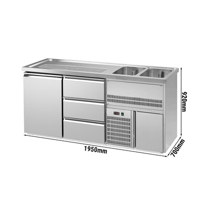 GGM Gastro Premium PLUS Výčepní pult 1950 mm 700 mm Nerez 2 dřezy