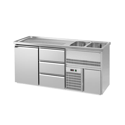 GGM Gastro Premium PLUS Výčepní pult 1950 mm 700 mm Nerez 2 dřezy