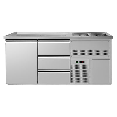 GGM Gastro Premium PLUS Výčepní pult 1950 mm 700 mm Nerez 2 dřezy