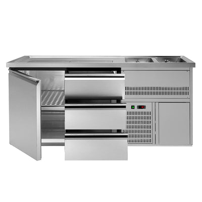 GGM Gastro Premium PLUS Výčepní pult 1950 mm 700 mm Nerez 2 dřezy