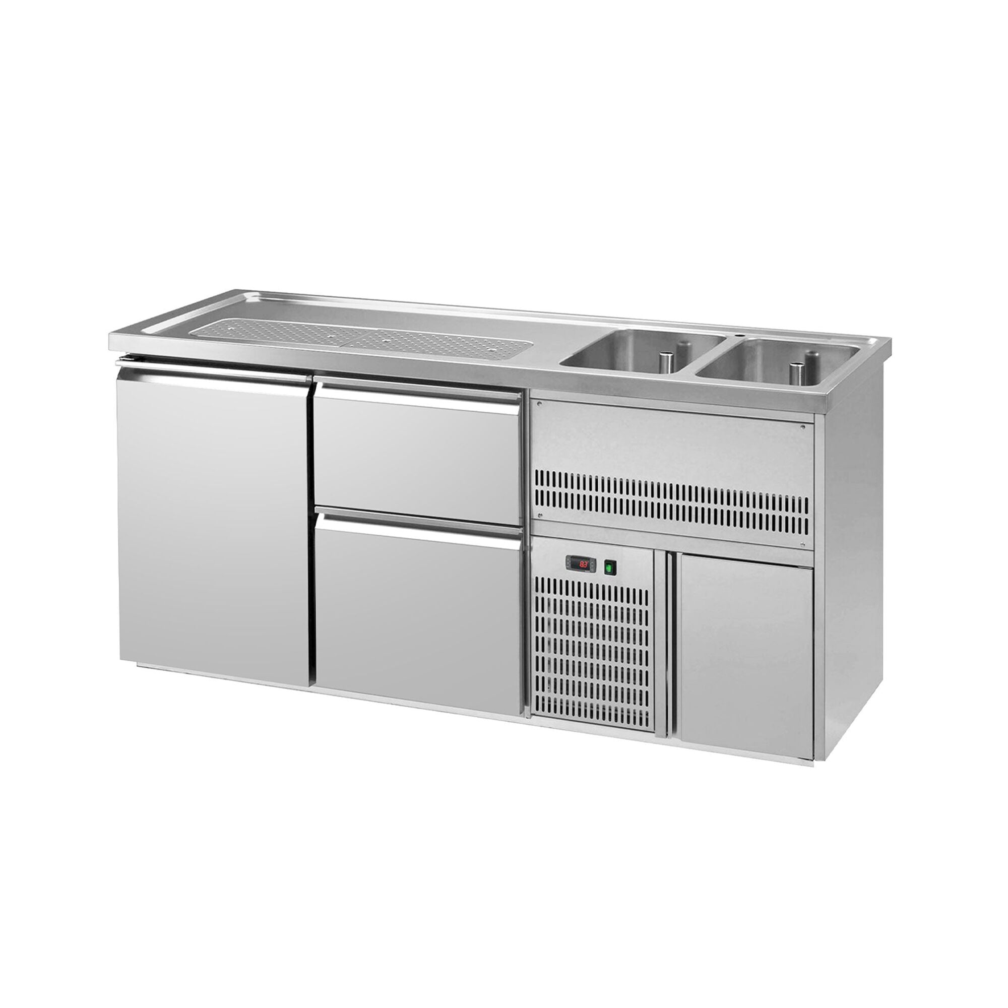 GGM Gastro Výčepní Pult Premium PLUS 1950 mm 2 Dřezy