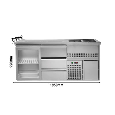 Výčepní Pult Premium PLUS 1950 x 700 mm Glastür 3 Schubladen