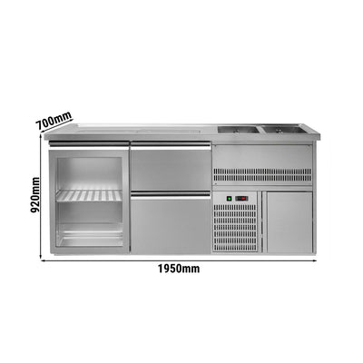 Výčepní Pult Premium PLUS 1950 mm 2 Dřezy 2 Zásuvky