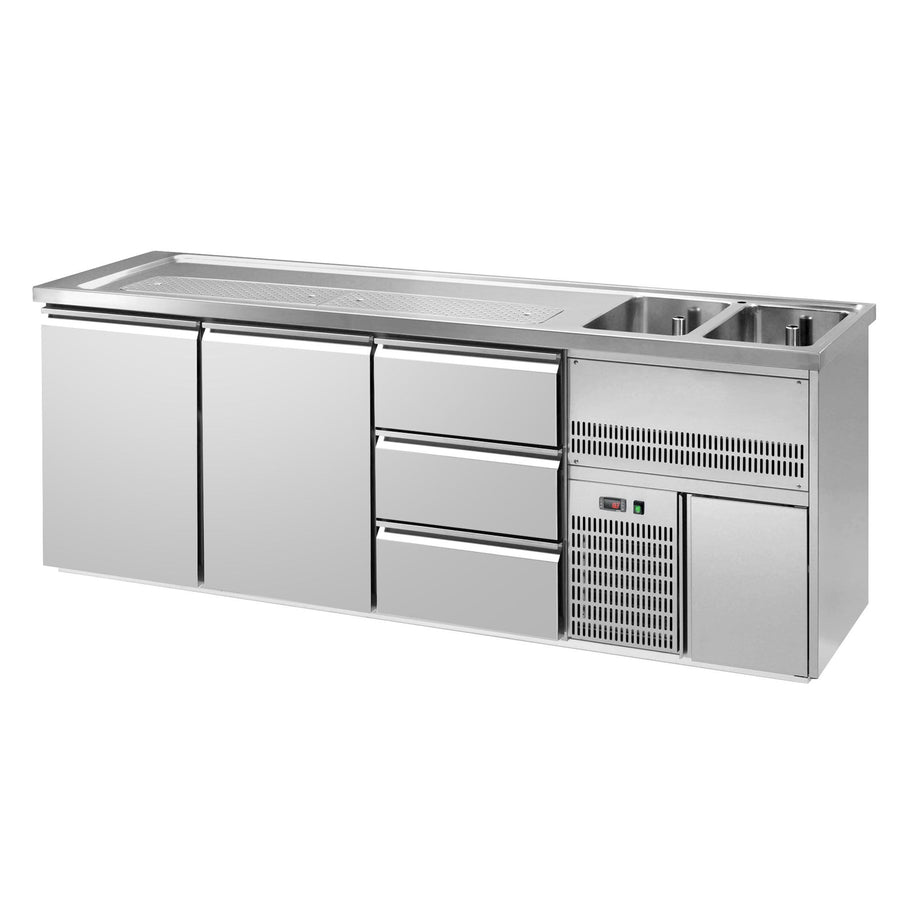 GGM Gastro Výčepní Pult Premium PLUS 2500 mm 700 mm 920 mm 2 Dveře 3 Zásuvky