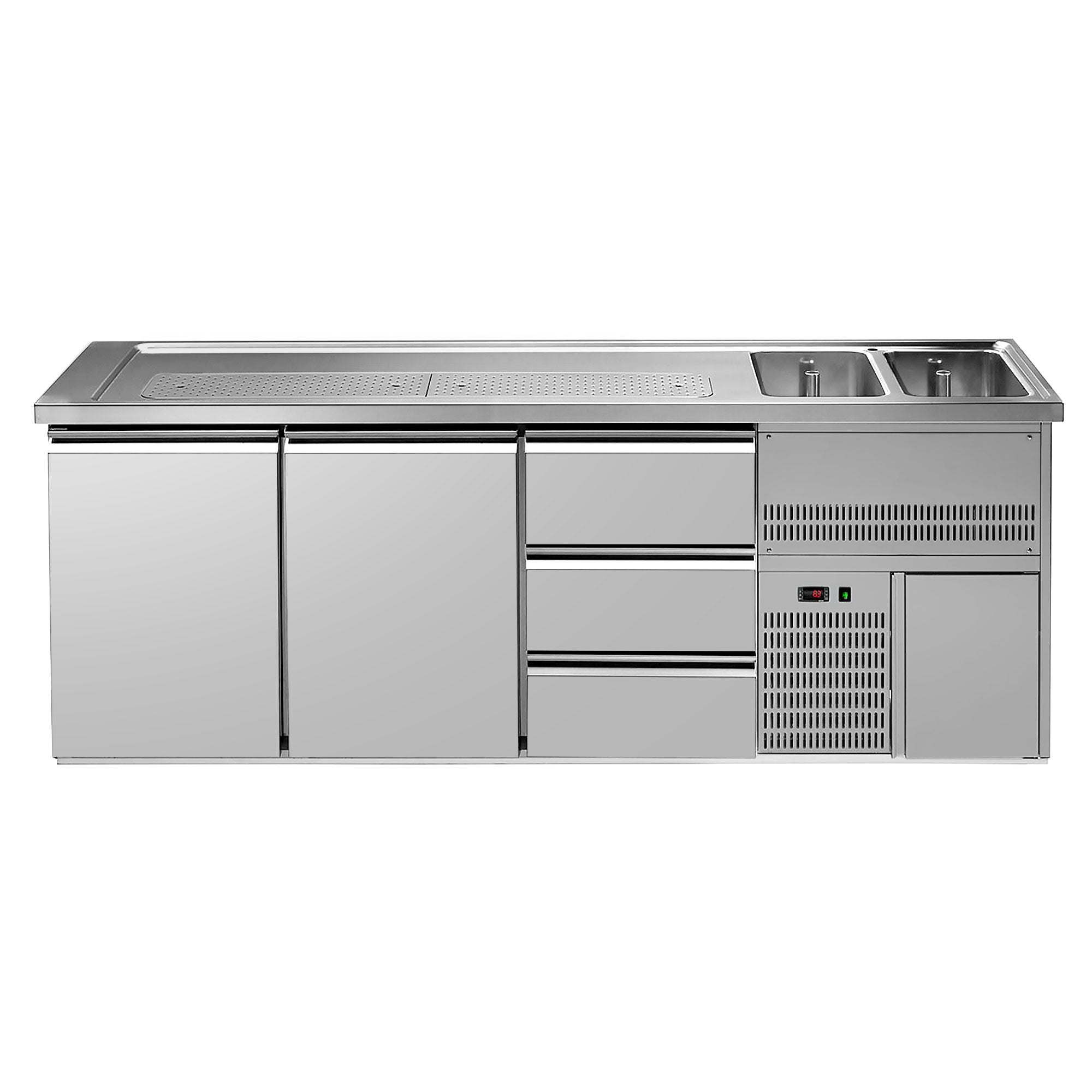 GGM Gastro Výčepní Pult Premium PLUS 2500 mm 700 mm 920 mm 2 Dveře 3 Zásuvky