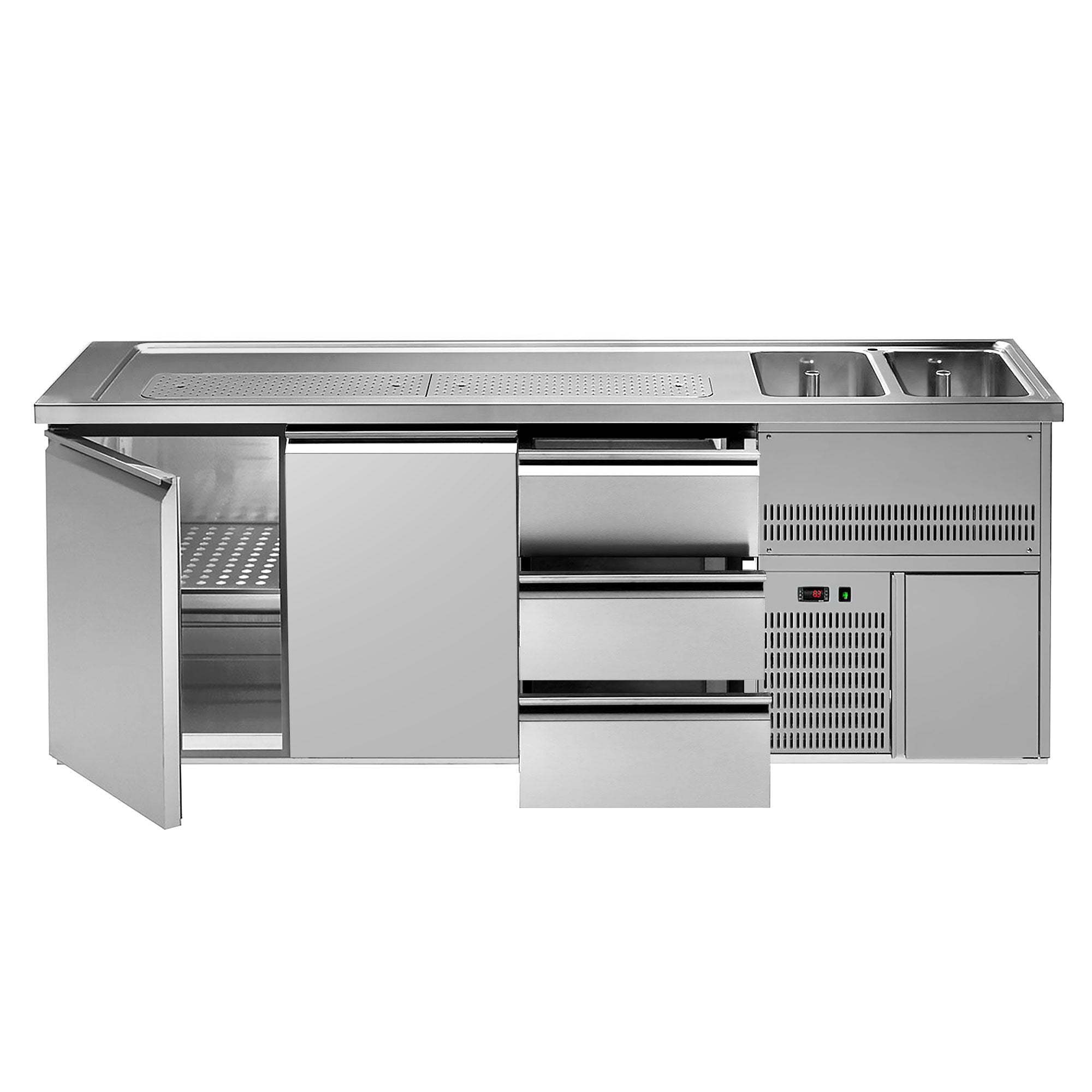 GGM Gastro Výčepní Pult Premium PLUS 2500 mm 700 mm 920 mm 2 Dveře 3 Zásuvky