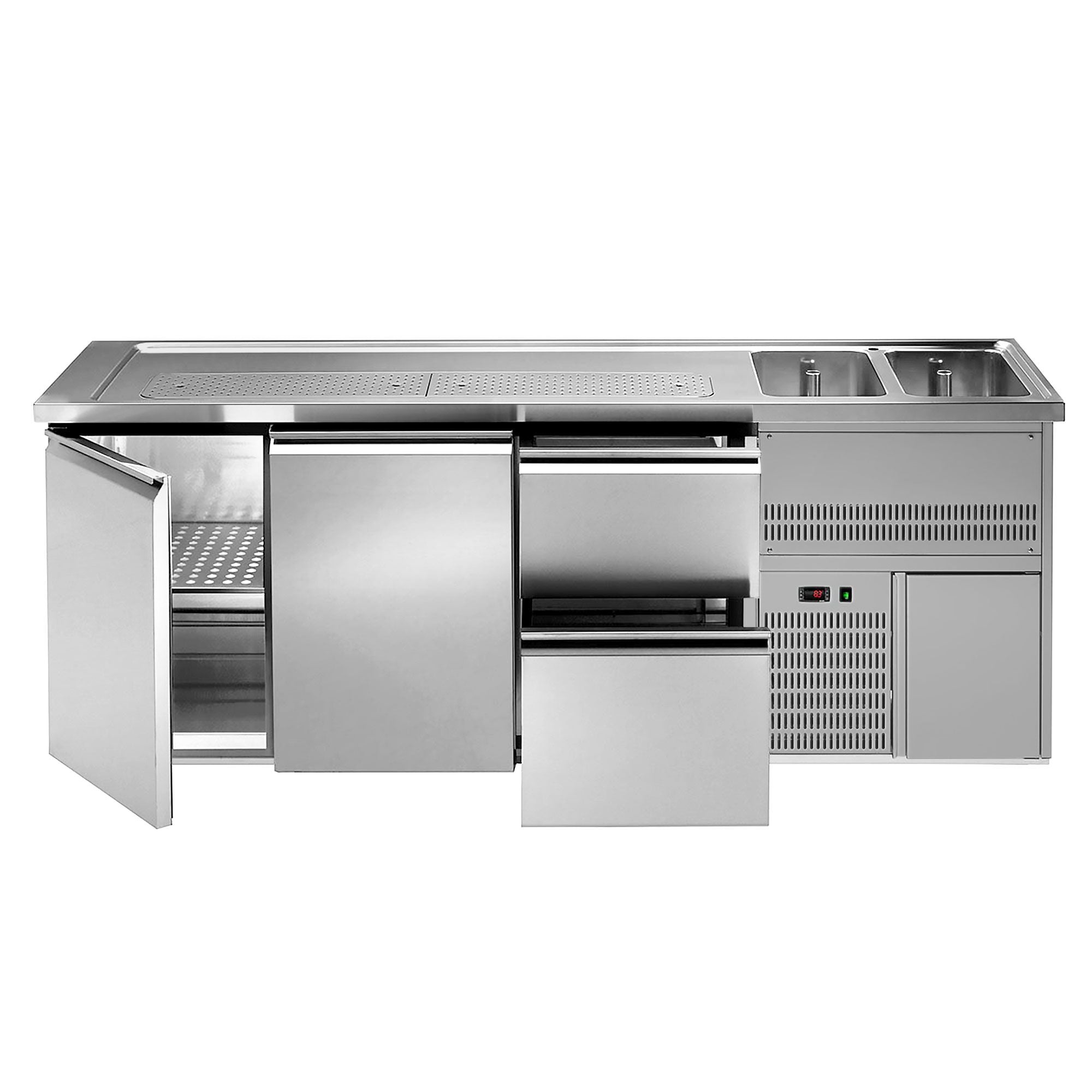 Výčepní Pult Premium PLUS 2500 x 700 mm 2 Dveře 2 Zásuvky