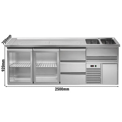 GGM Gastro Premium PLUS Výčepní Pult 2500 mm 2 Dřezy