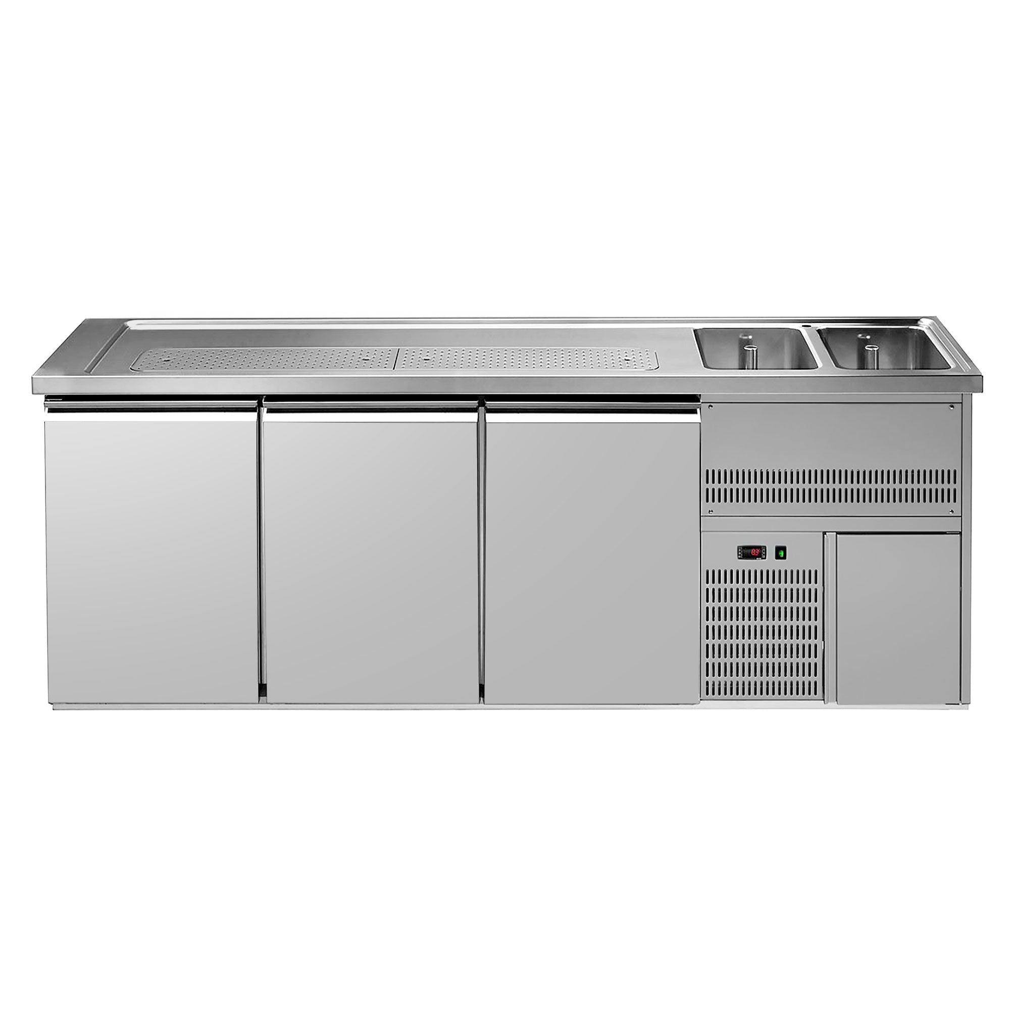 Výčepní Pult Premium PLUS 2500 mm 700 mm Nerezové Dveře