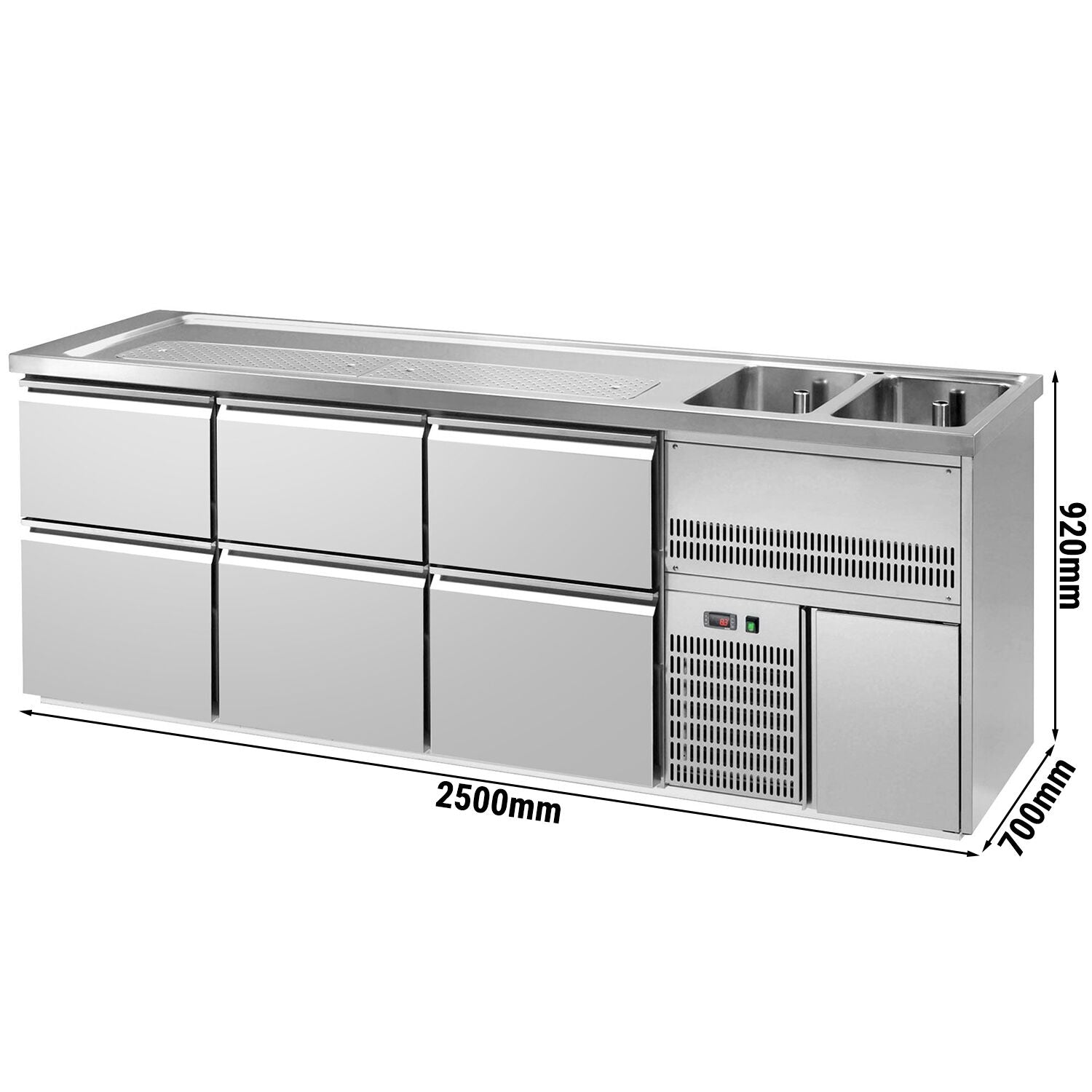 GGM Gastro Výčepní Pult Premium PLUS 2500 mm 6 Zásuvek