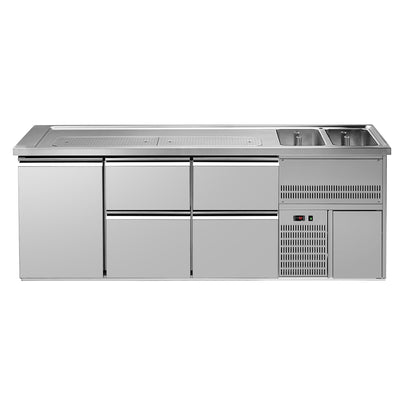 Ausschanktheke Premium PLUS 2500 mm 2 Becken 4 Schubladen