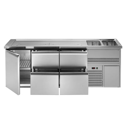 Ausschanktheke Premium PLUS 2500 mm 2 Becken 4 Schubladen