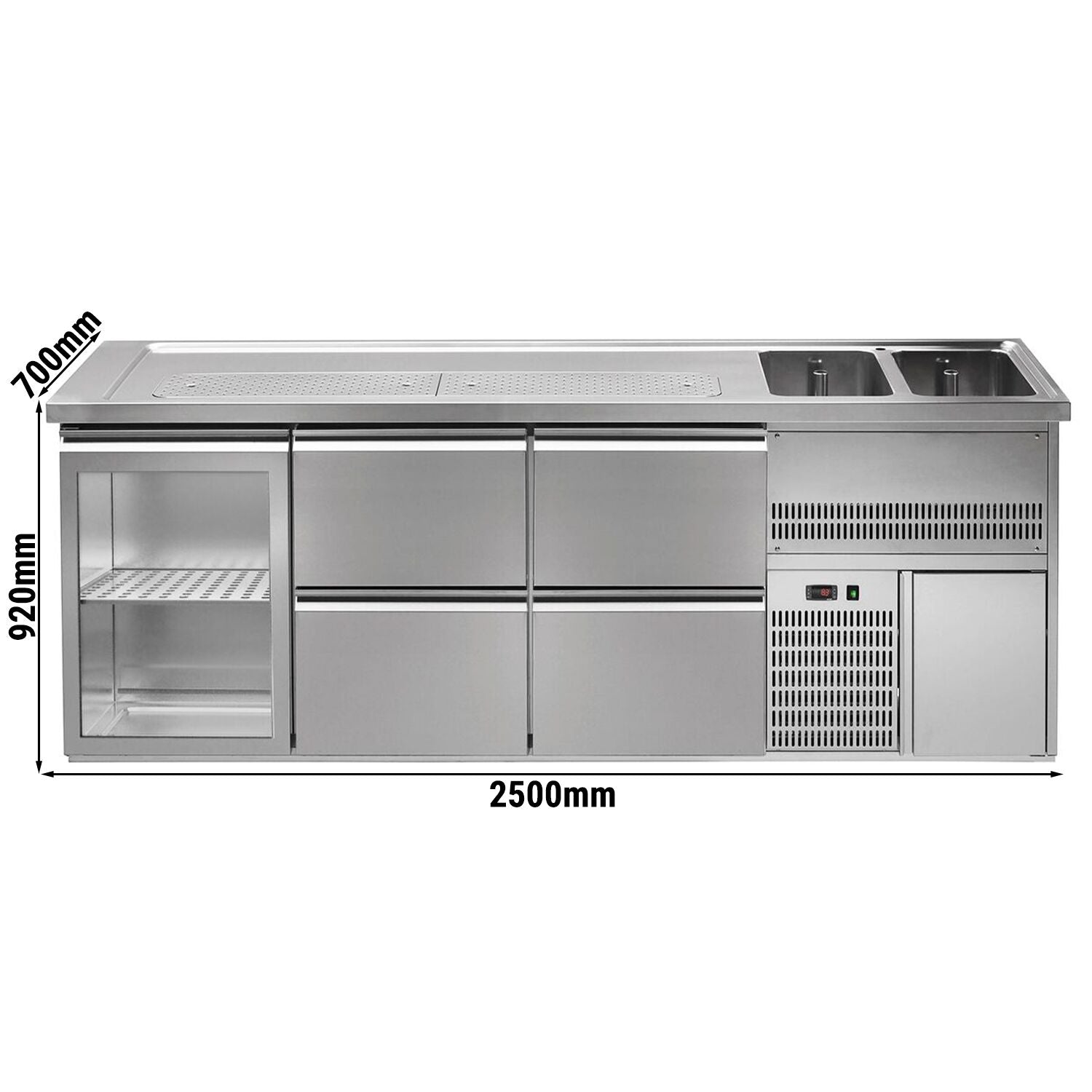 GGM Gastro Výčepní Pult Premium PLUS 2500 mm 4 Zásuvky