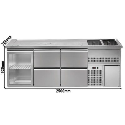 GGM Gastro Výčepní Pult Premium PLUS 2500 mm 4 Zásuvky