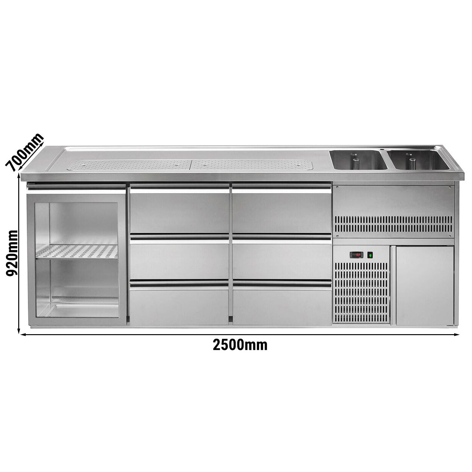 GGM Gastro Premium PLUS Výčepní Pult 2500 mm 6 Zásuvek