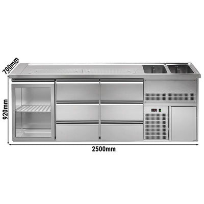 GGM Gastro Premium PLUS Výčepní Pult 2500 mm 6 Zásuvek