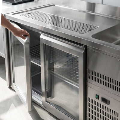 GGM Gastro Výčepní Pult PREMIUM PLUS 1550 mm 1 Dřez 2 Skleněné Dveře