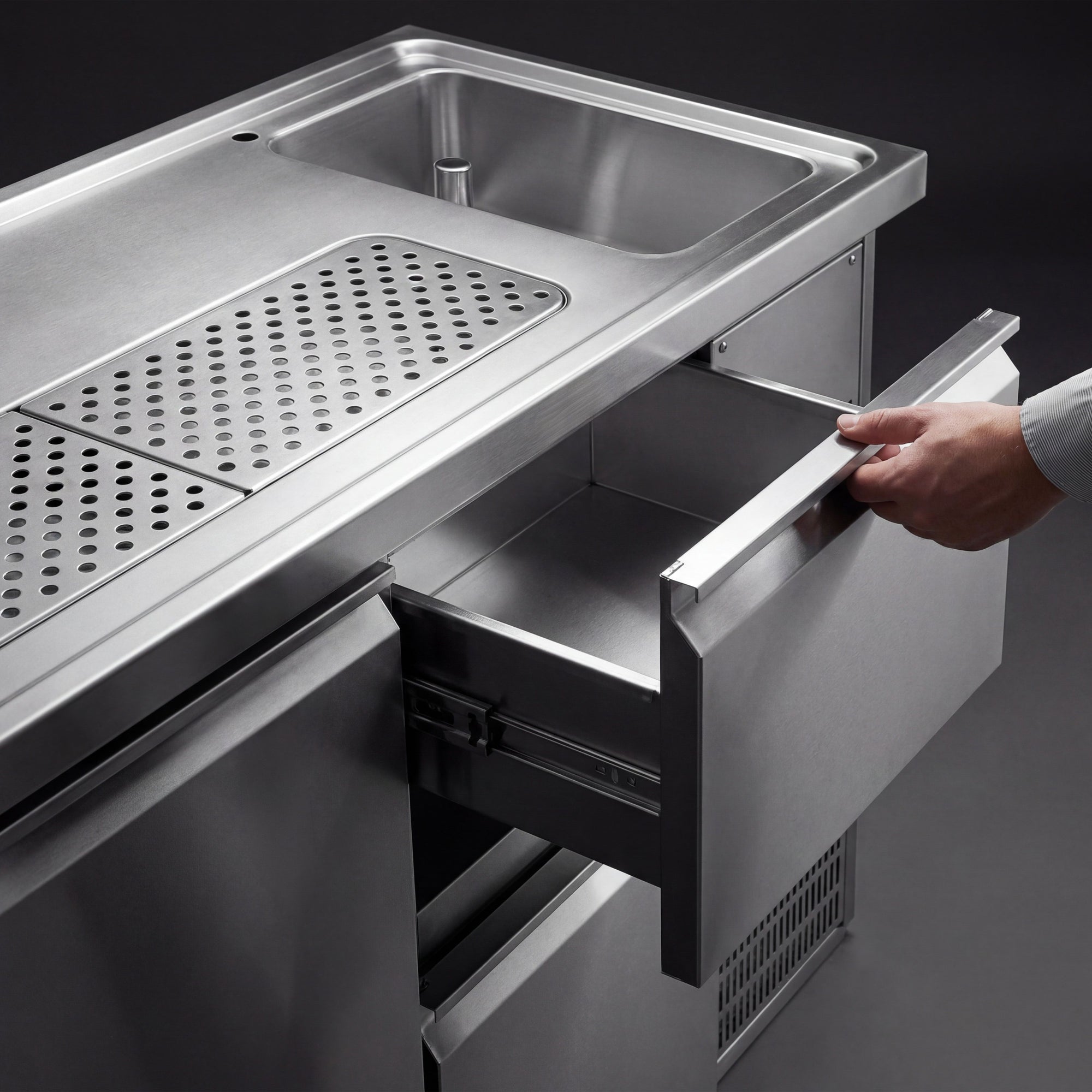 GGM Gastro Výčepní Pult Premium PLUS 1950 mm 2 Dřezy