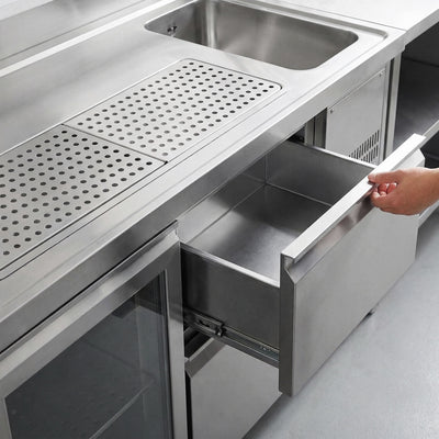 GGM Gastro Výčepní Pult PREMIUM PLUS 1550 mm 1 Skleněné Dveře 2 Zásuvky