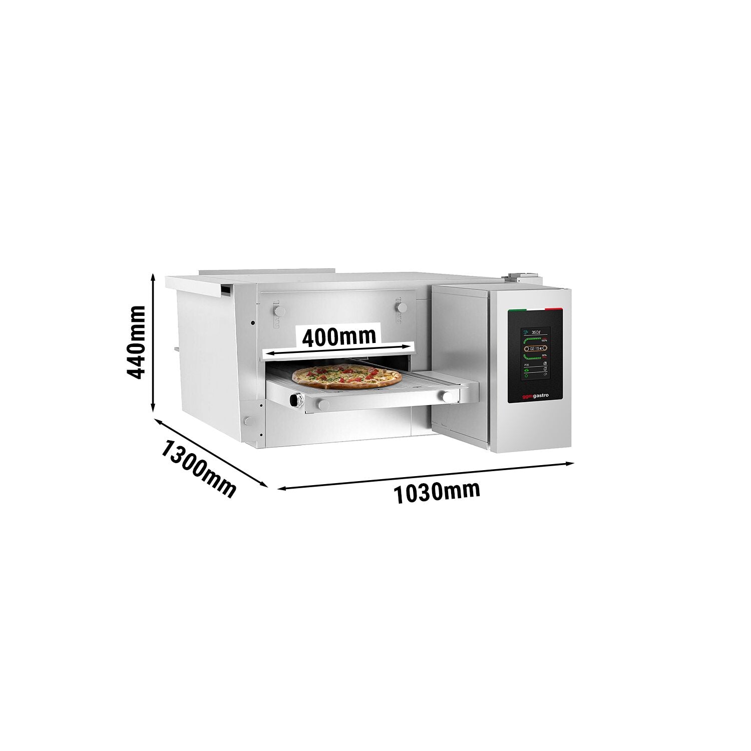 Profesionální Plynová Průběžná Pec 350 °C Dotykový Displej 400 mm