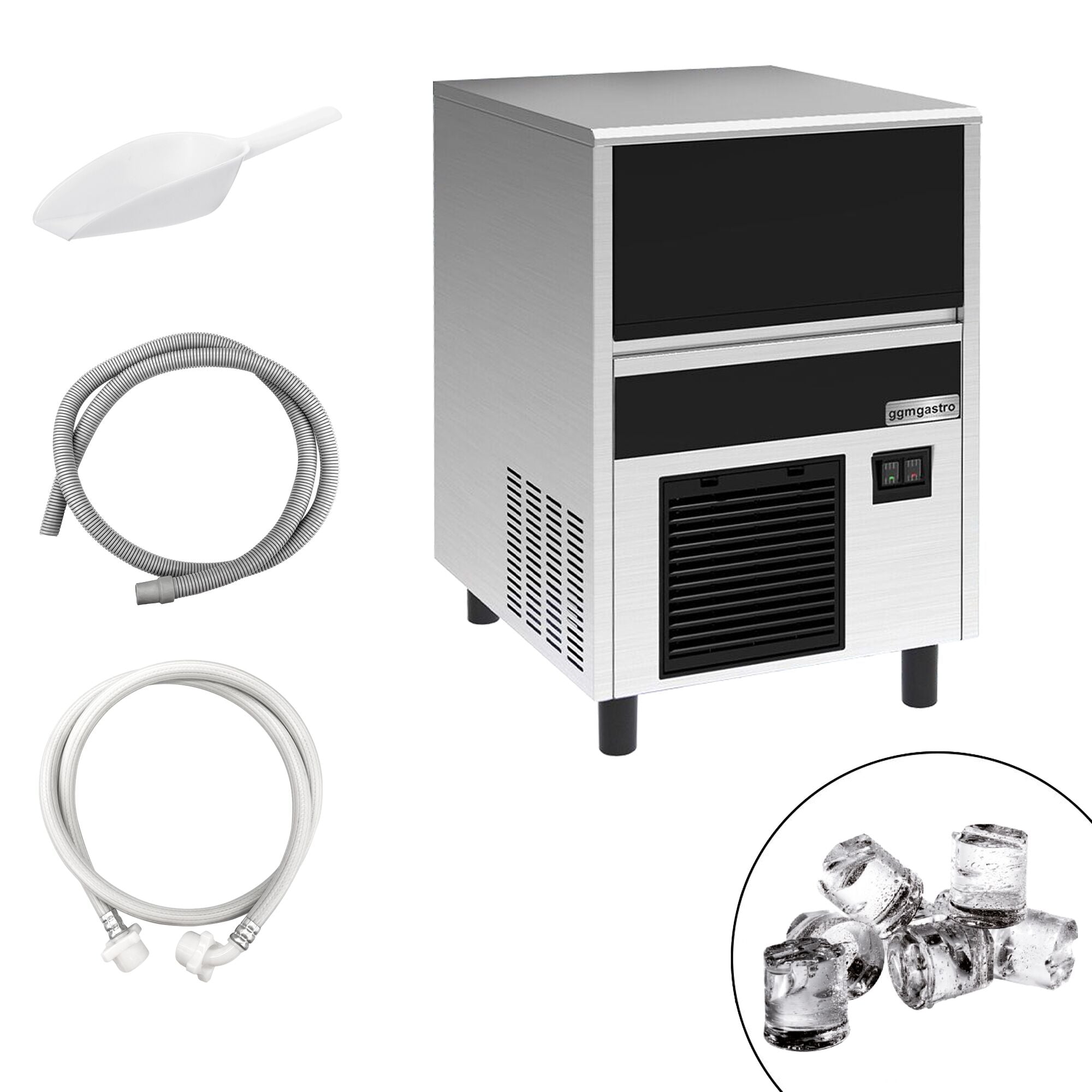 GGM Gastro Eiswürfelbereiter Zylinder 33 kg 24 h mit Ablaufpumpe