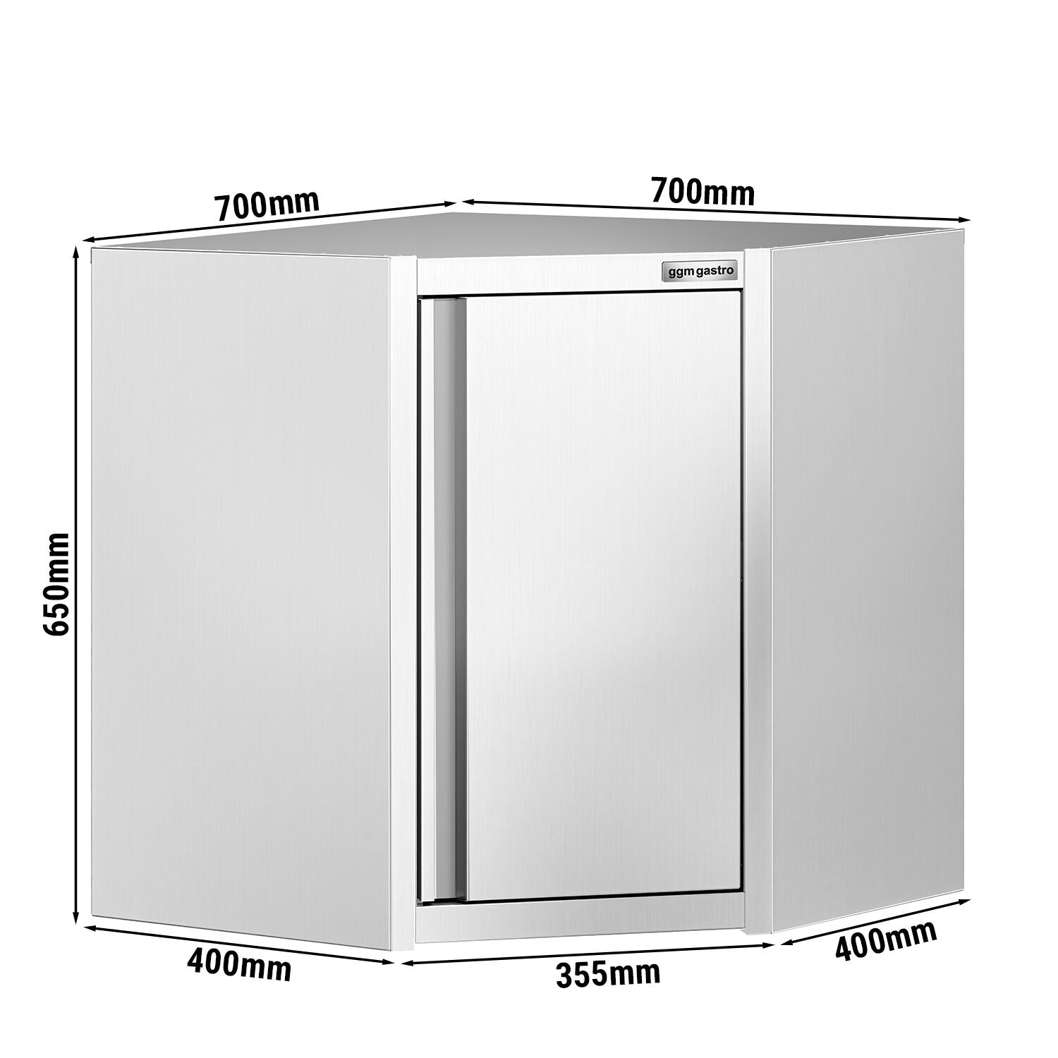 GGM Gastro Nerezová Rohová Nástěnná Skříňka 700 mm 660 mm