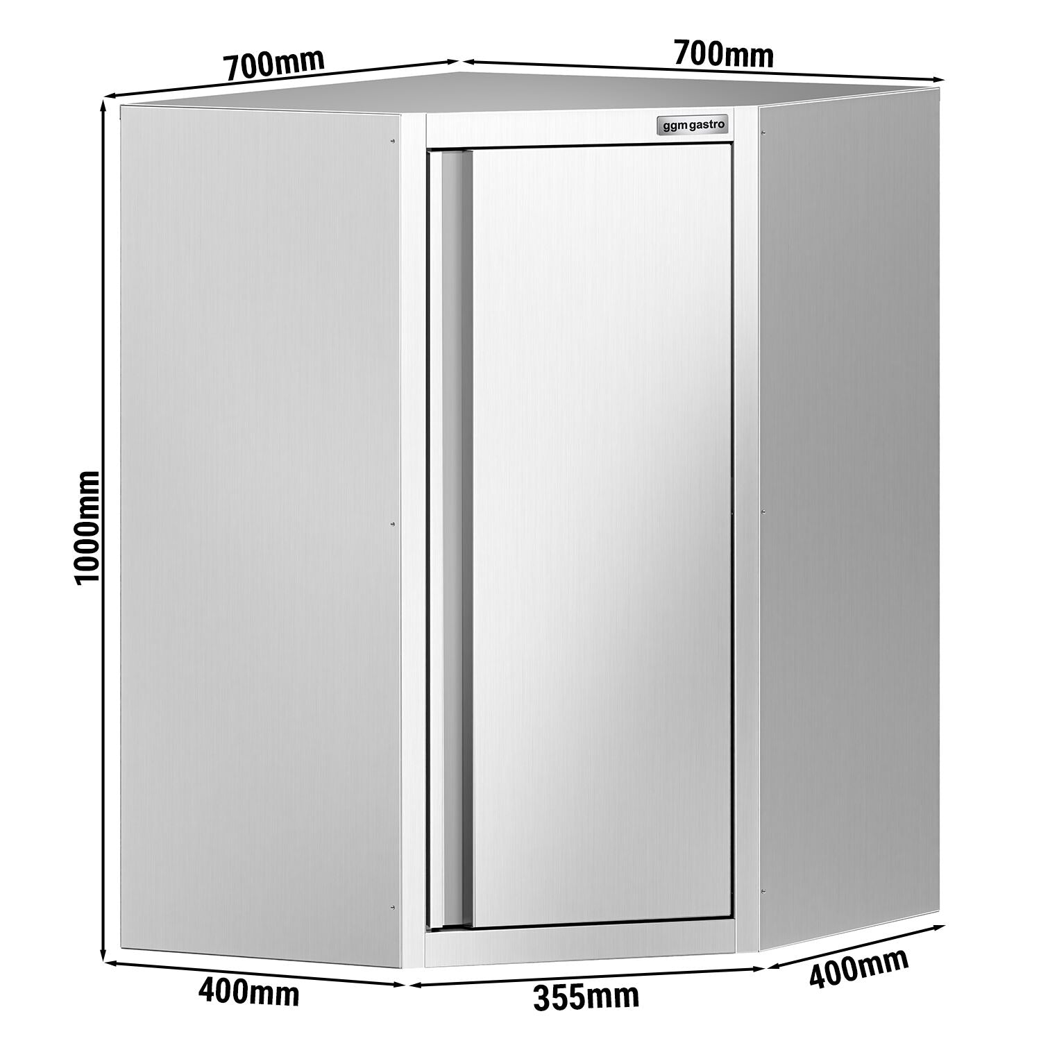 GGM Gastro Nerezová Rohová Nástěnná Skříňka 700 mm 1000 mm