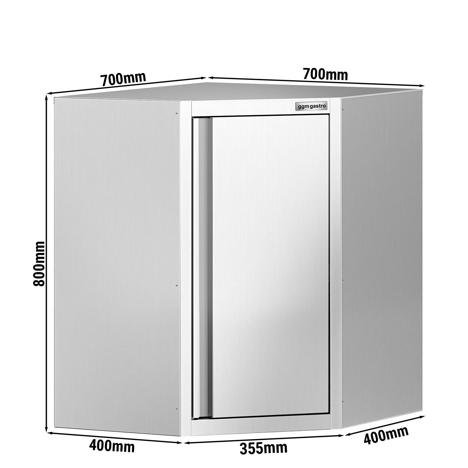 GGM Gastro Nerezová Rohová Nástěnná Skříňka 700 mm