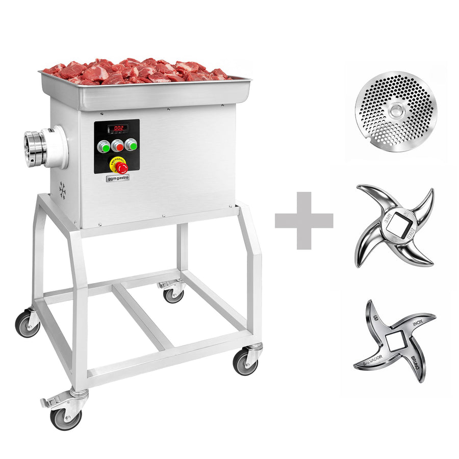 Professioneller Fleischwolf Größe 32 600 kg/h 3 kW 236 U/min mit Kühlung fahrbar