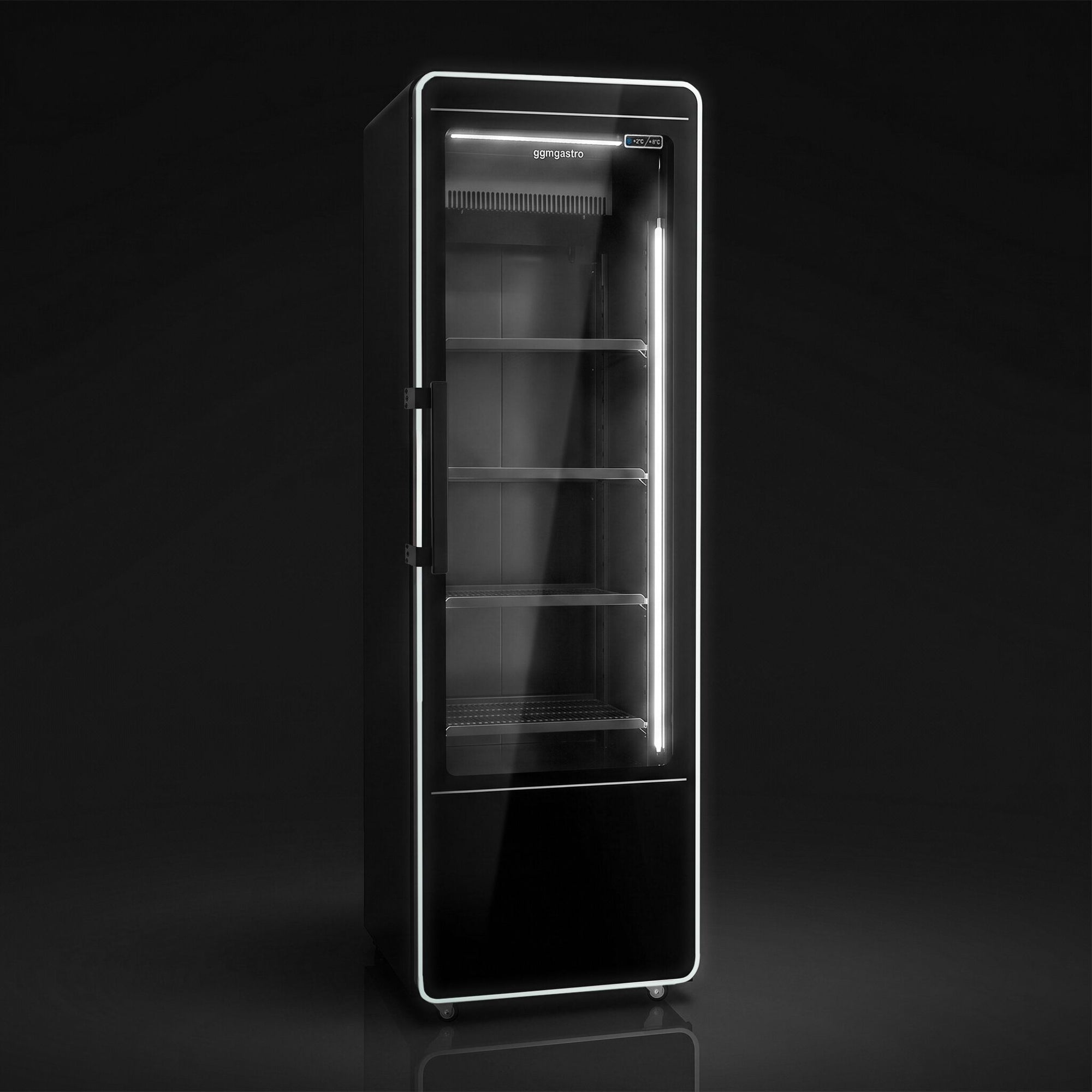 GGM Gastro Getränkekühlschrank 560 l Glastür LED Schwarz