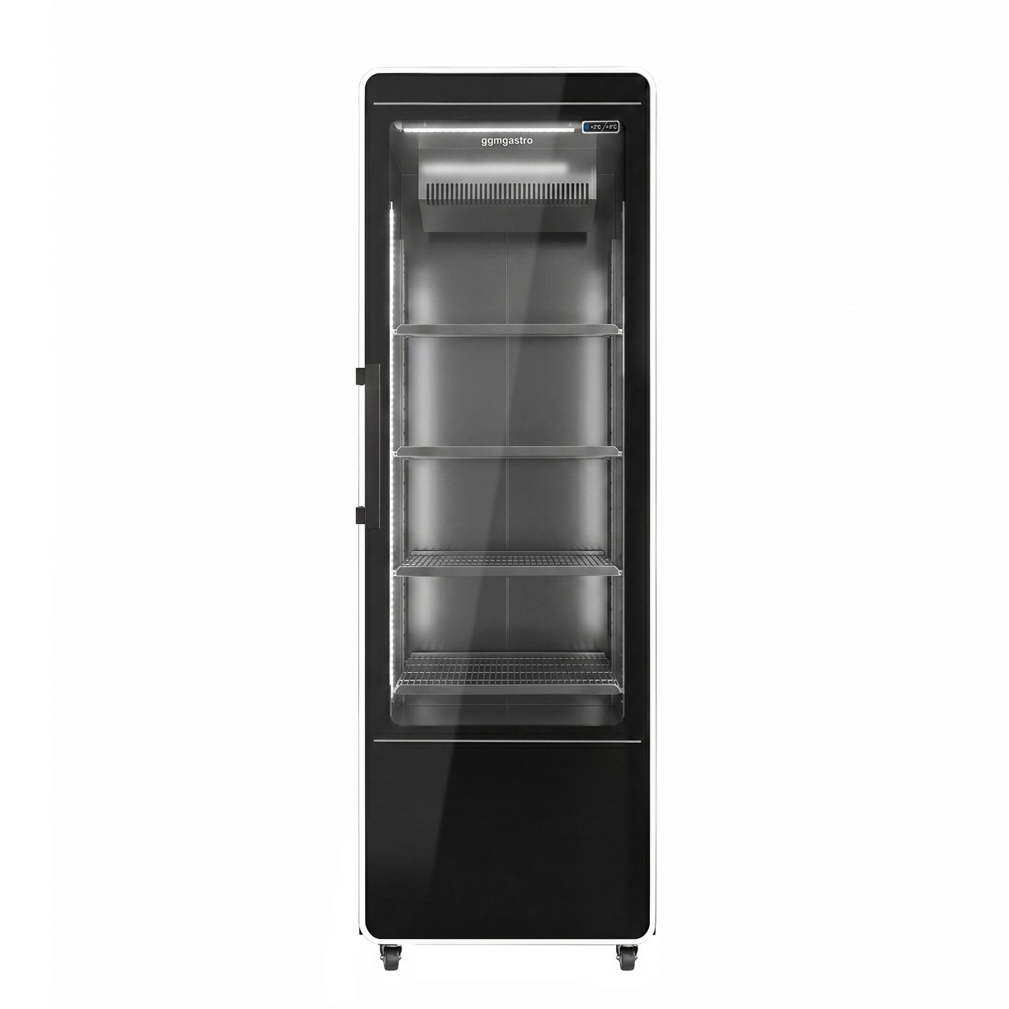 GGM Gastro Getränkekühlschrank 560 l Glastür LED Schwarz