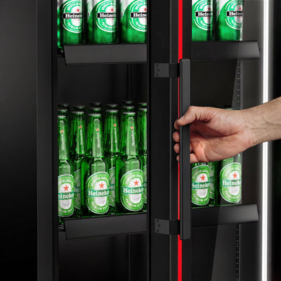 GGM Gastro Getränkekühlschrank 560 l Glastür LED Schwarz