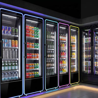 GGM Gastro Getränkekühlschrank 560 l Glastür LED Schwarz