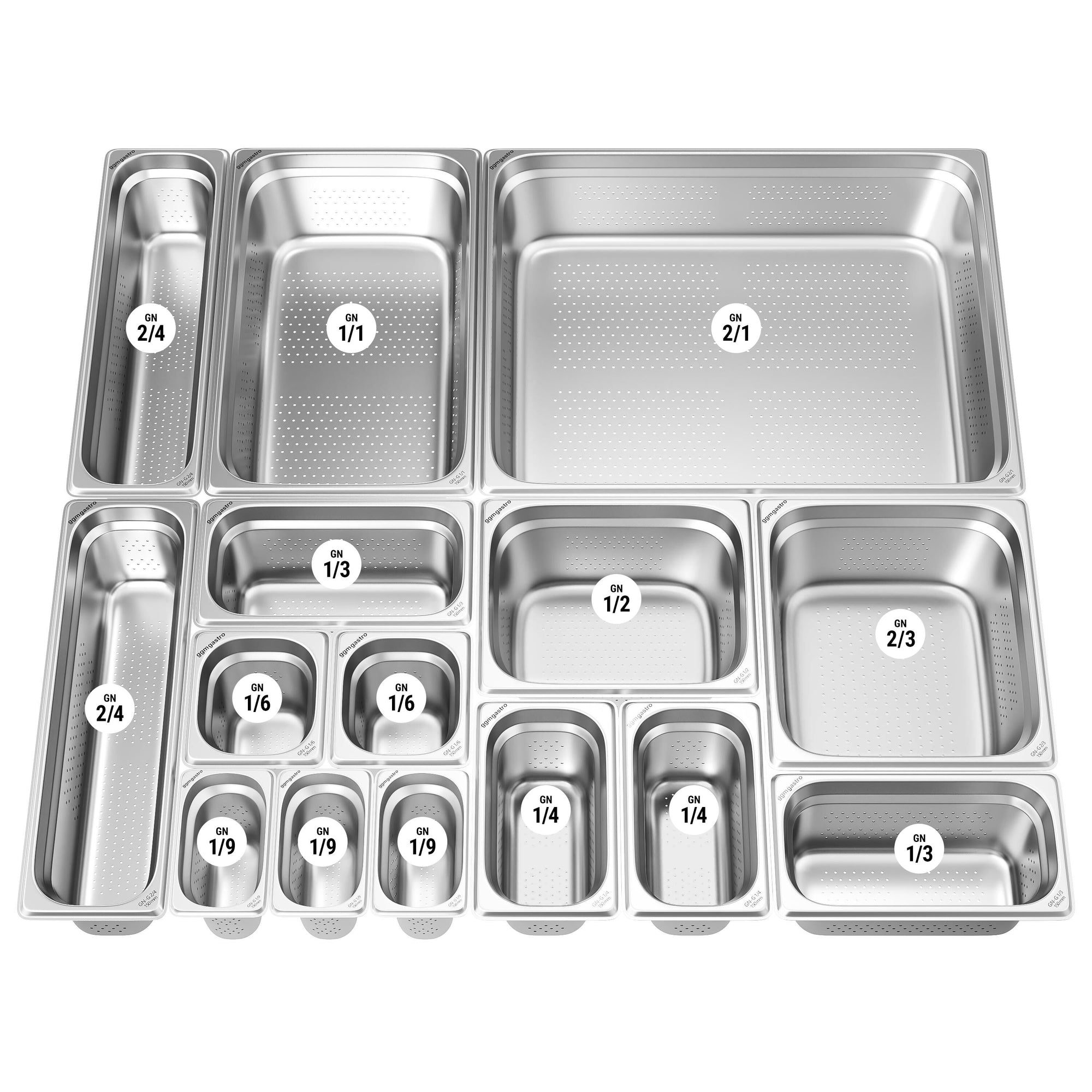 GGM Gastro Nerezová GN 2/1 Nádoba Perforovaná 200 mm 6 Kusů