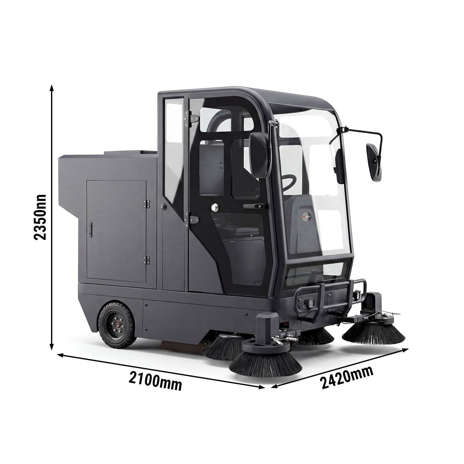 Sedadlový zametací stroj 2000 mm 13750 m²/h s Vysokotlakým Čističem