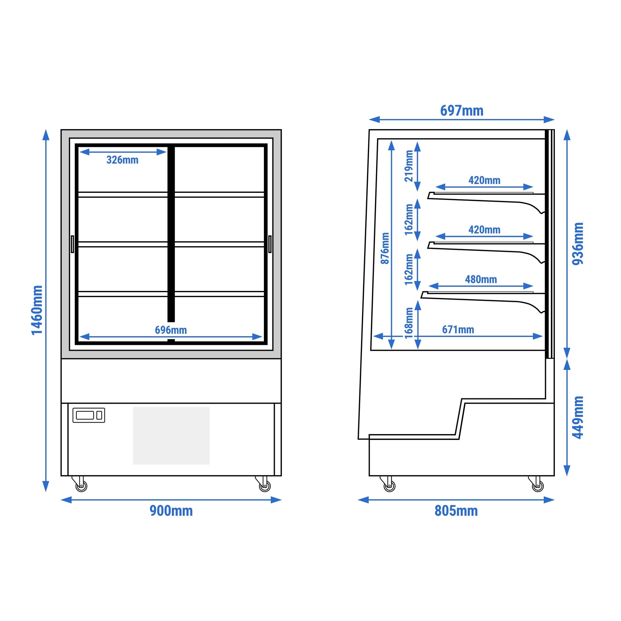 GGM Gastro Kühlvitrine für Gebäck 900 mm