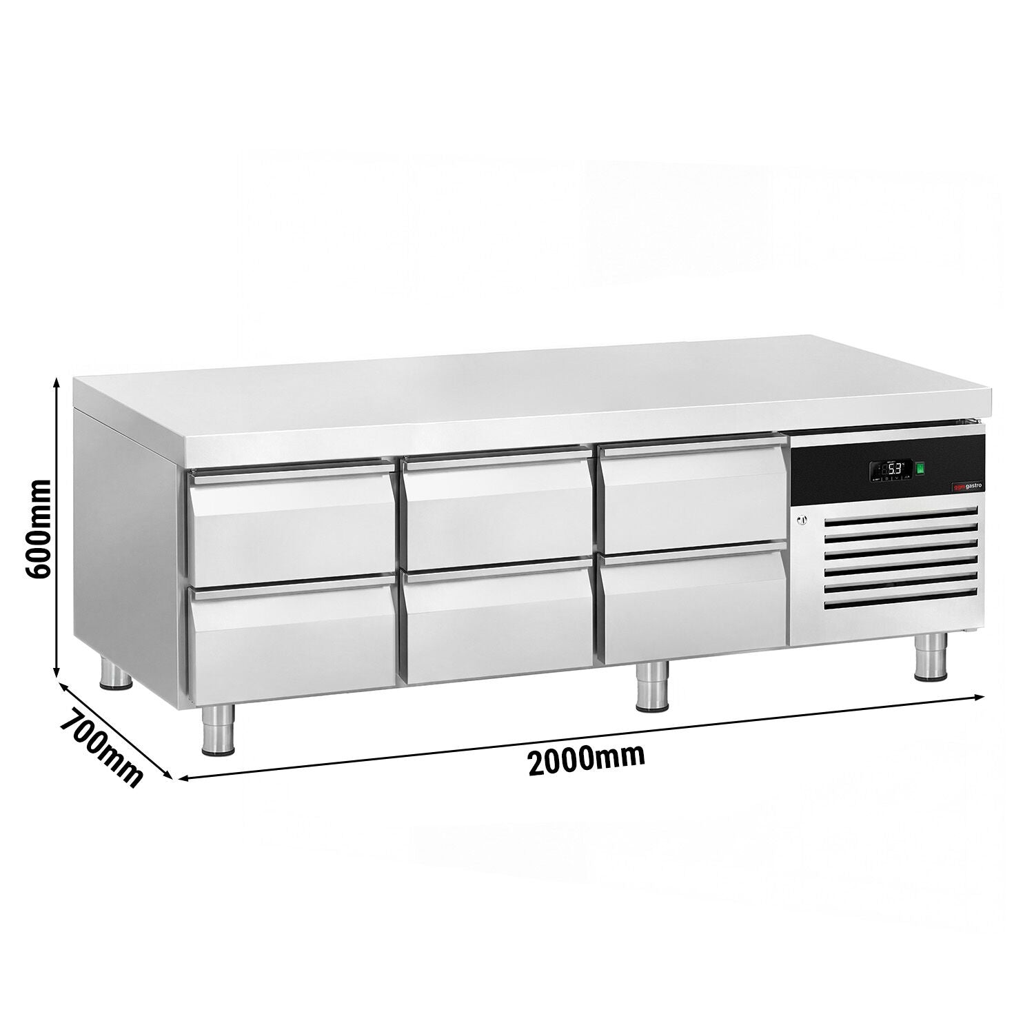 GGM Gastro Kühlunterbau 2000 mm 288 Liter 6 Schubladen 1/1 GN