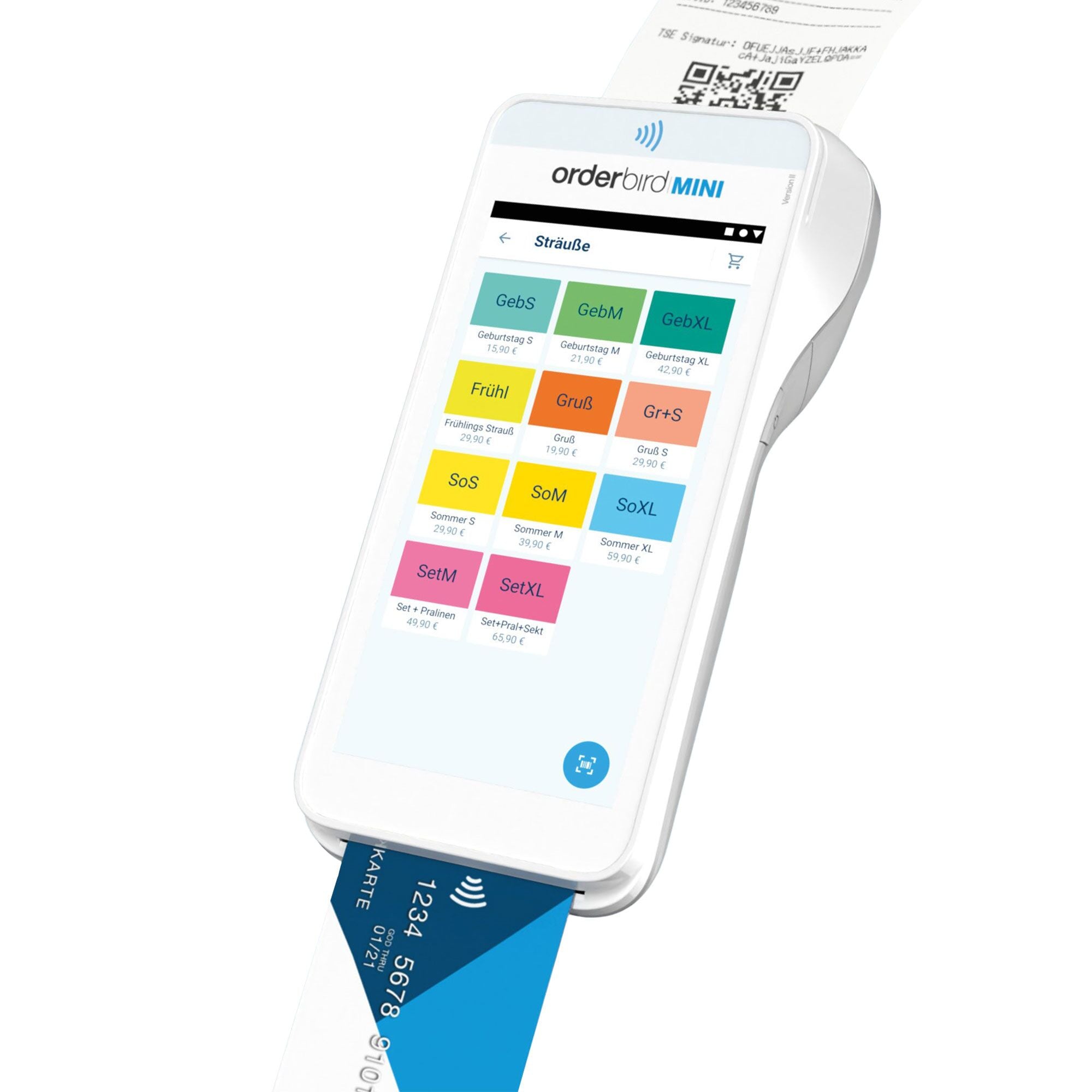 ORDERBIRD MINI Kassensystem mit Bon-Drucker und Kartenleser 12 Monate