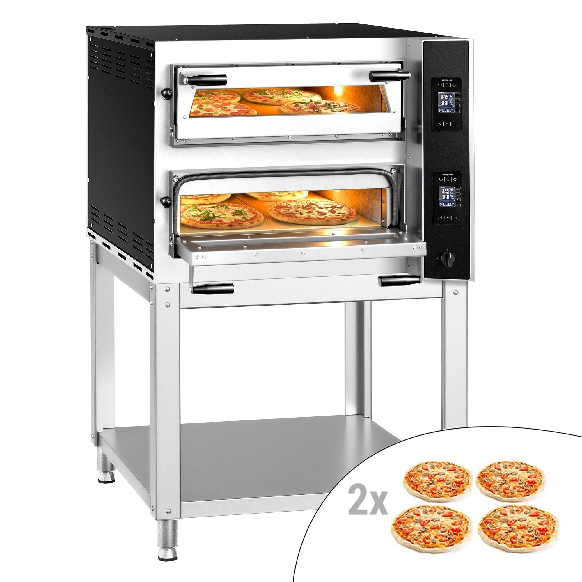Elektrická Pizza Pec 4+4× 35 cm Digitální Podstavec