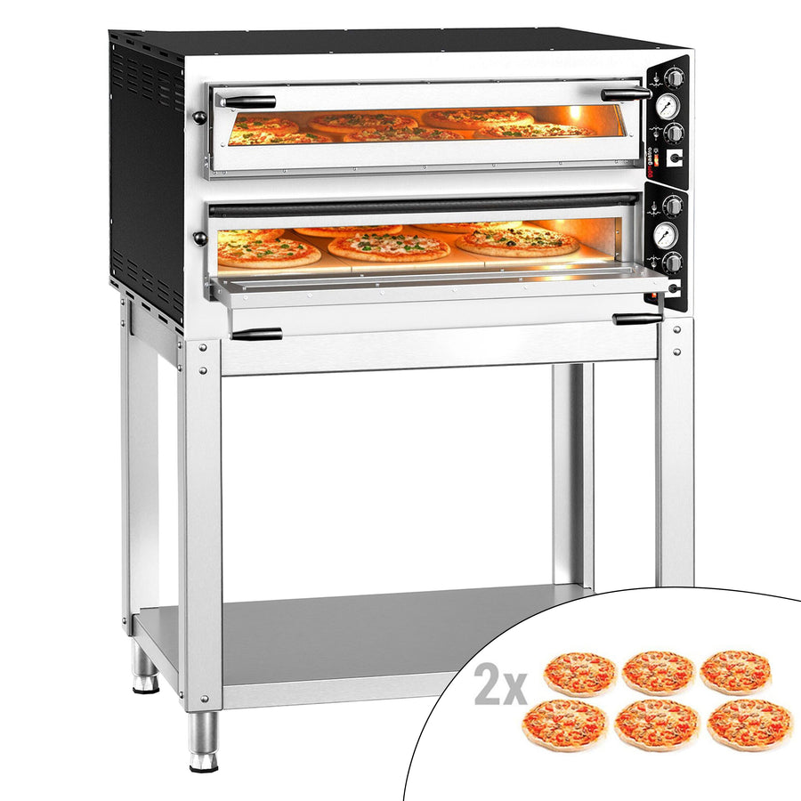 Elektrická Pizza Pec 6+6× 35 cm Manuální s Podstavcem