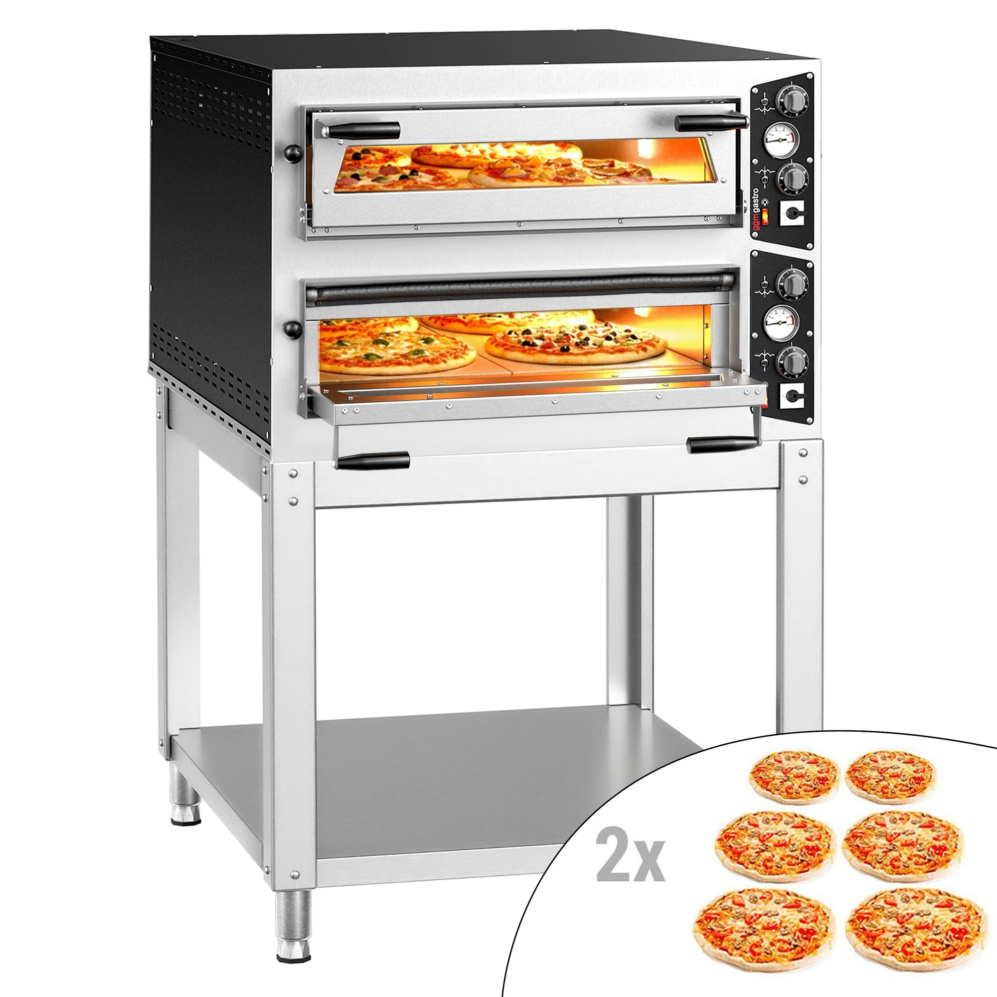 GGM Gastro Elektrická Pizza Pec CARLO 6+6× 35 cm Manuální s Podstavcem