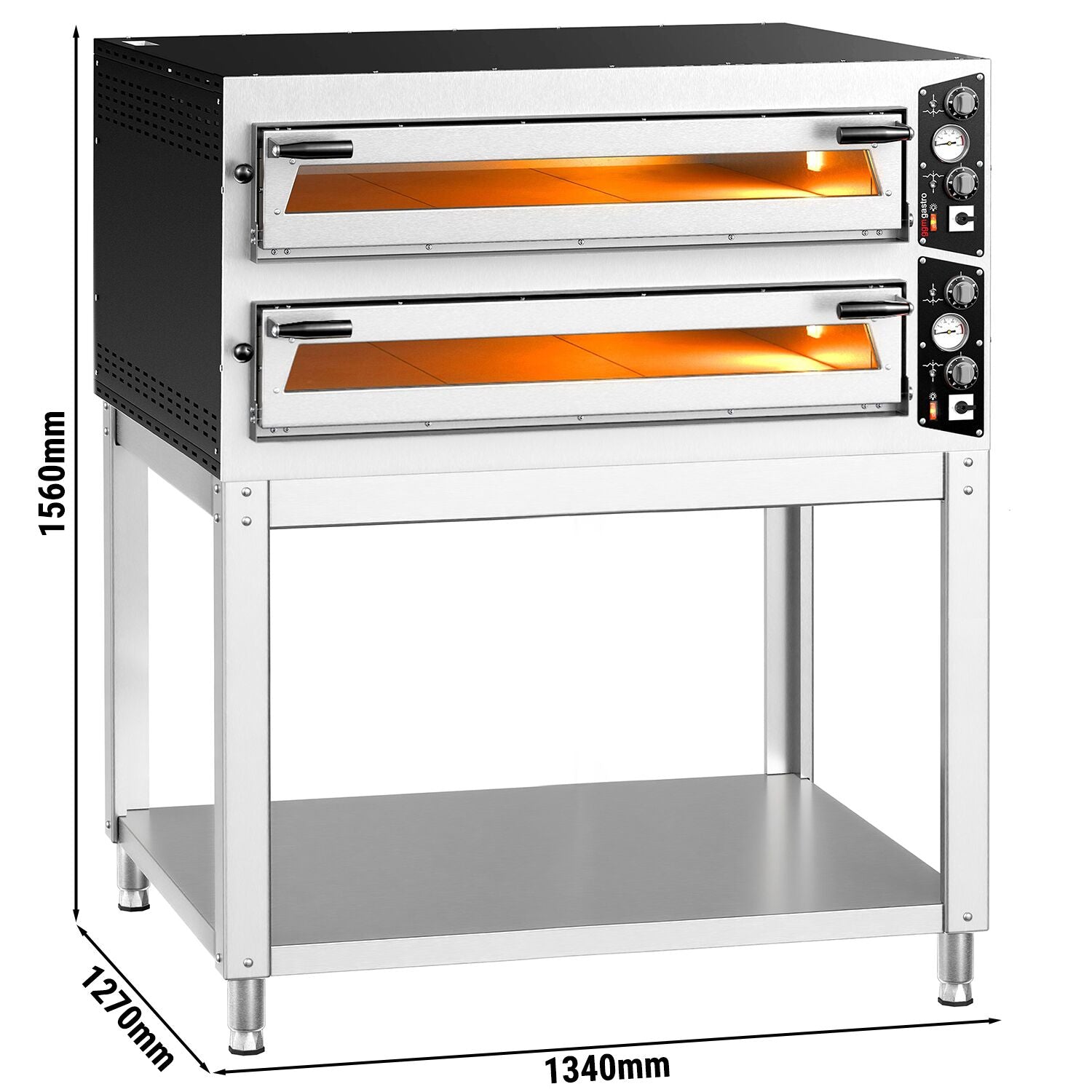CARLO Elektrická Pizza Pec 1340 mm 1270 mm 2 Komory 450 °C