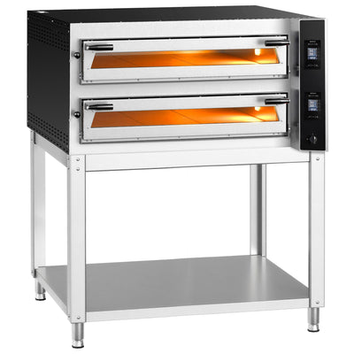 Elektrische Pizzaofen 1340 x 1270 mm 9+9 x Ø 35 cm 400 °C Digital mit Untergestell