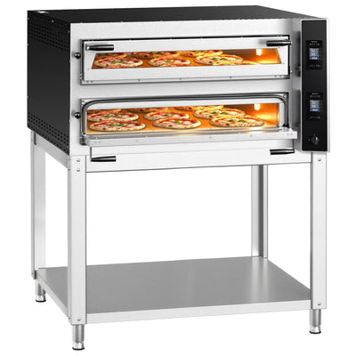 Elektrische Pizzaofen 1340 x 1270 mm 9+9 x Ø 35 cm 400 °C Digital mit Untergestell