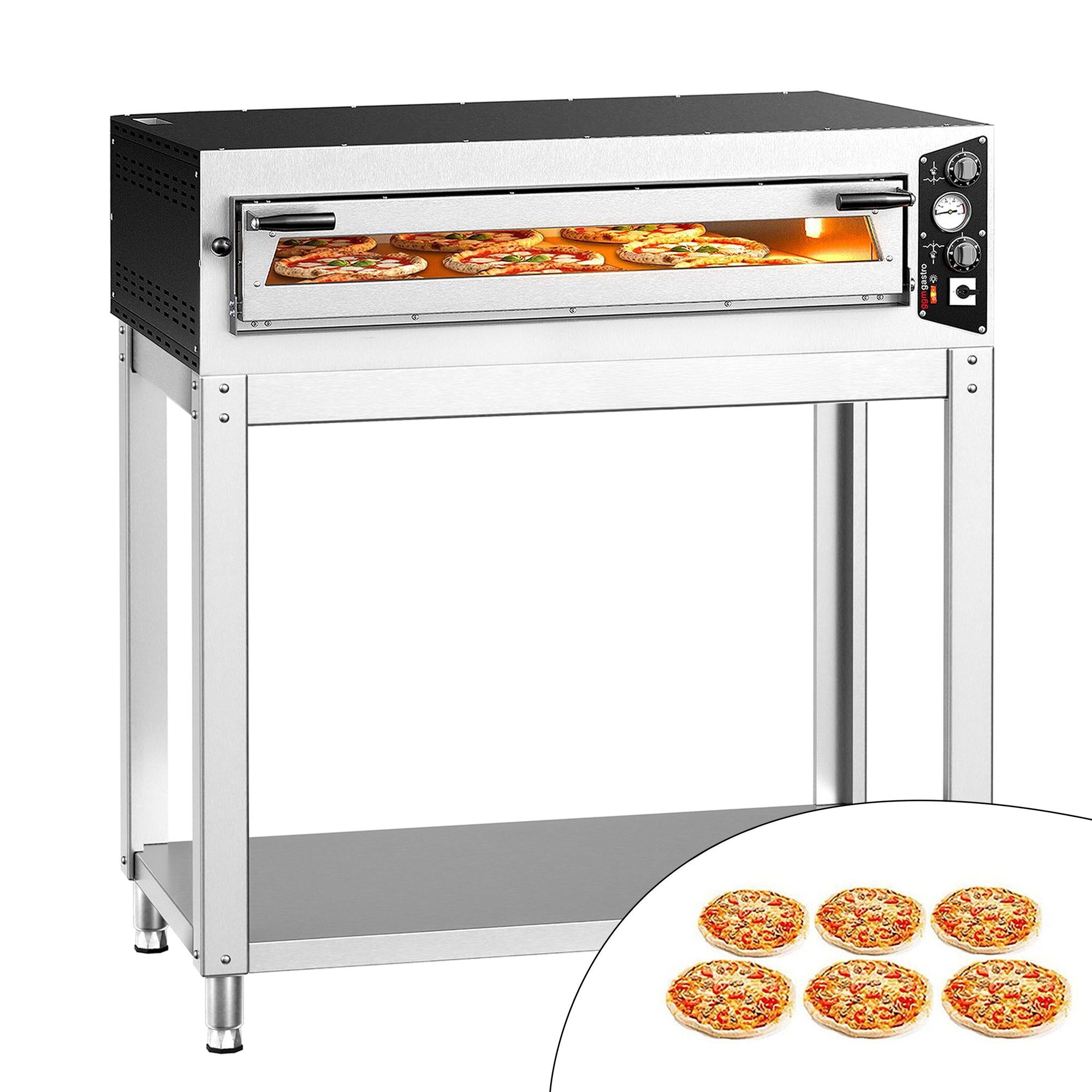 Elektrische Pizzaofen Manuell 6x35 cm Inkl. Untergestell