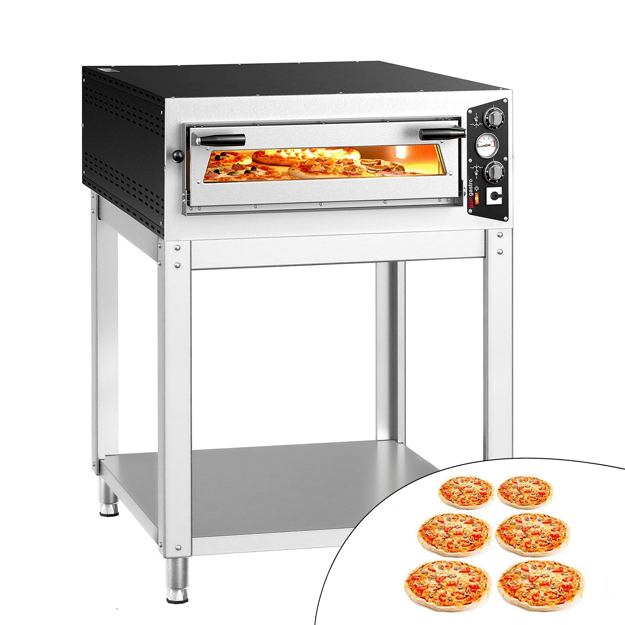 GGM Gastro CARLO Elektrická Pizza Pec 6x 35 cm Manuální s Podstavcem