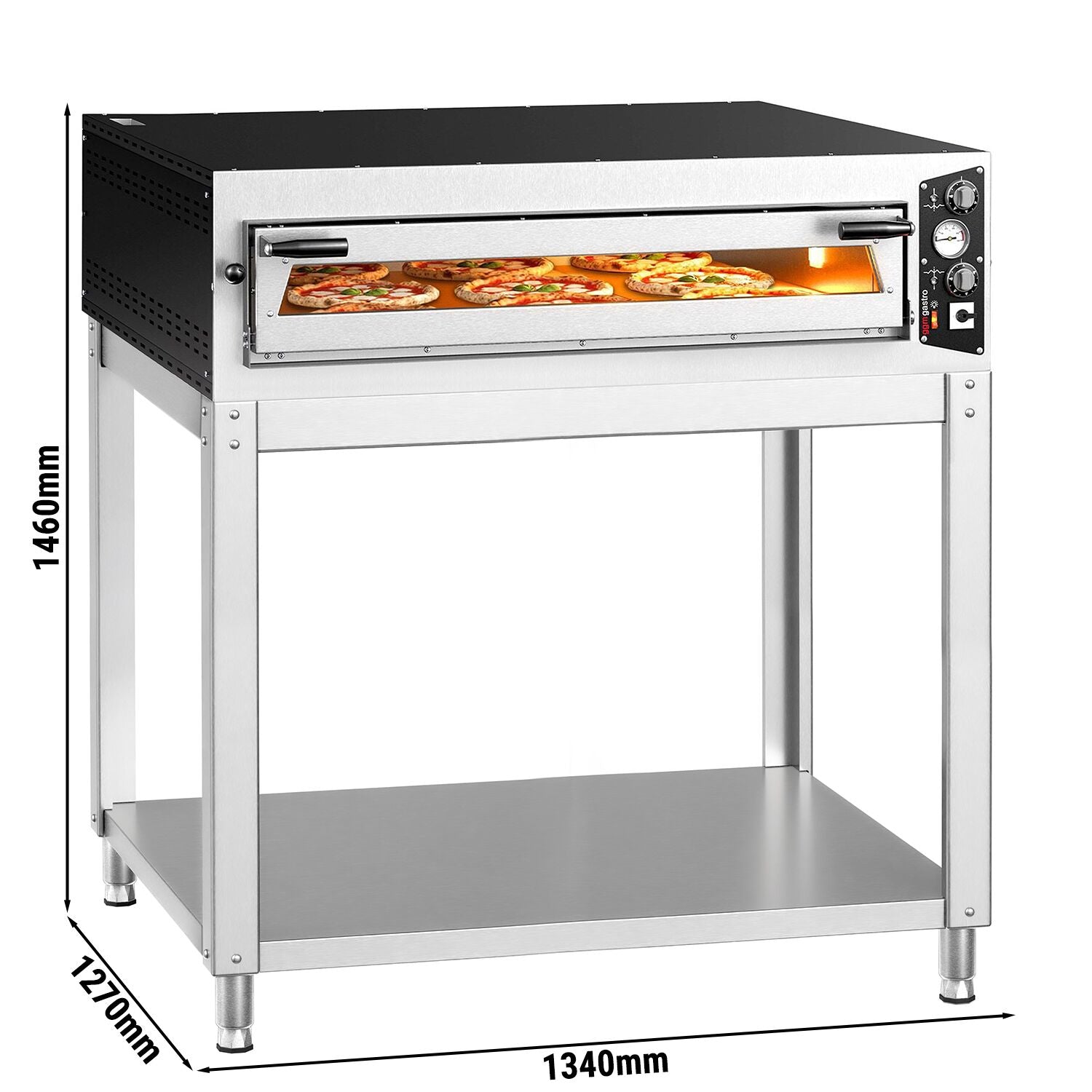 Elektrická Pizza Pec 1340 mm 9× Ø 34 cm 450 °C