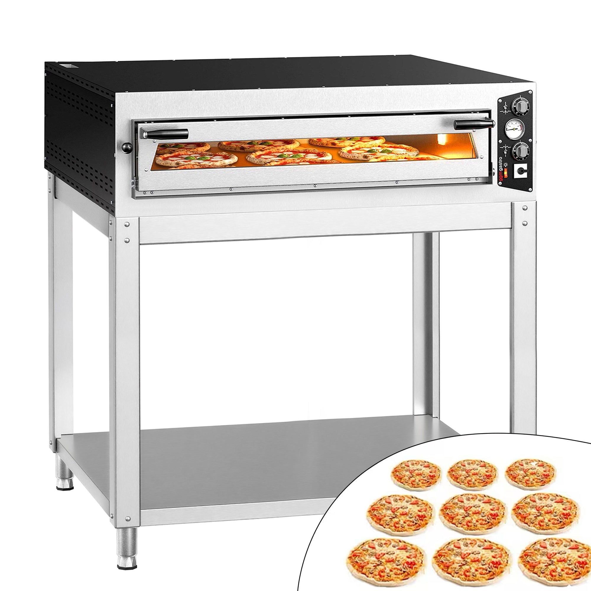 Elektrická Pizza Pec 1340 mm 9× Ø 34 cm 450 °C