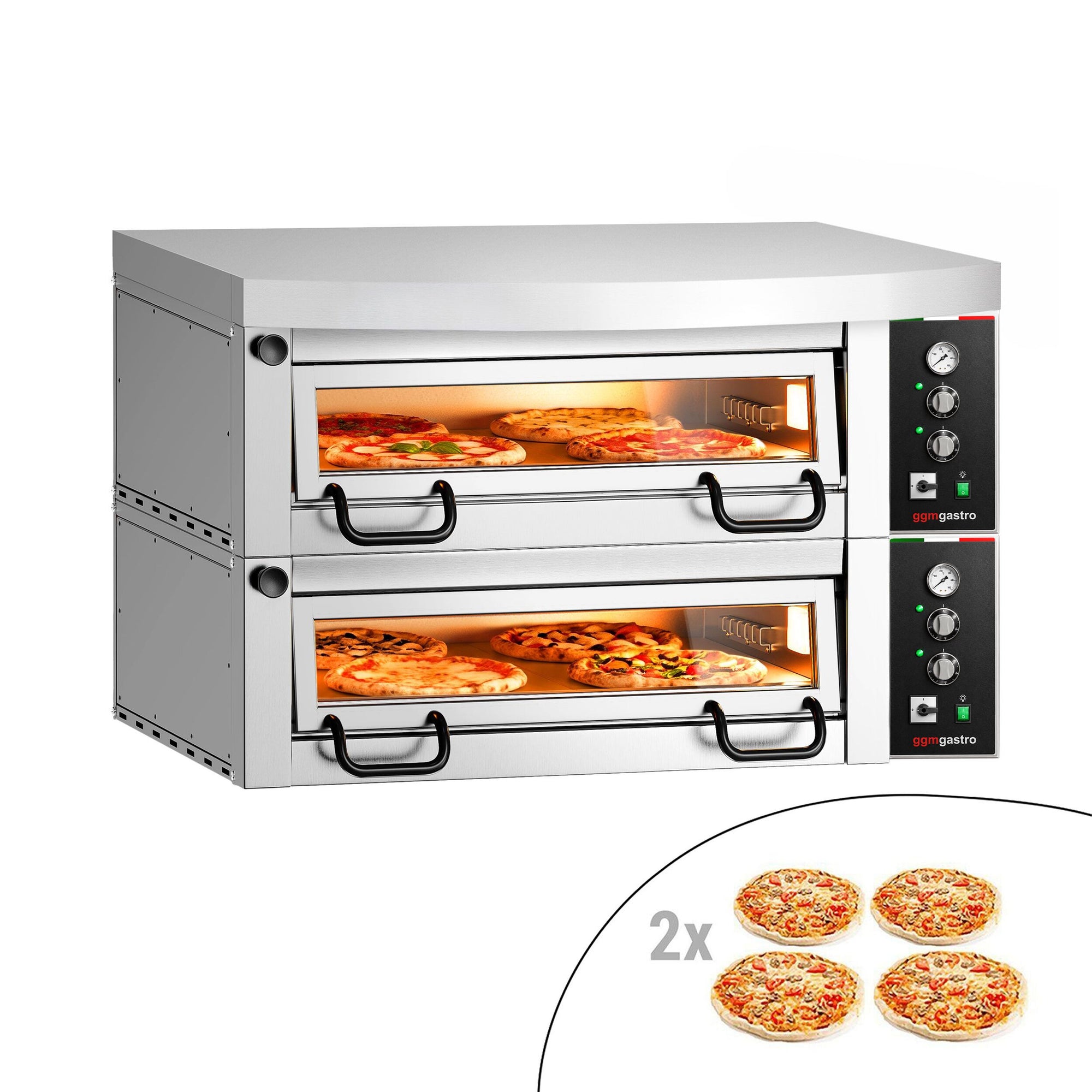 GGM Gastro Elektro Pizza pec Power 4+4x 34 cm Manuální vč. digestoře